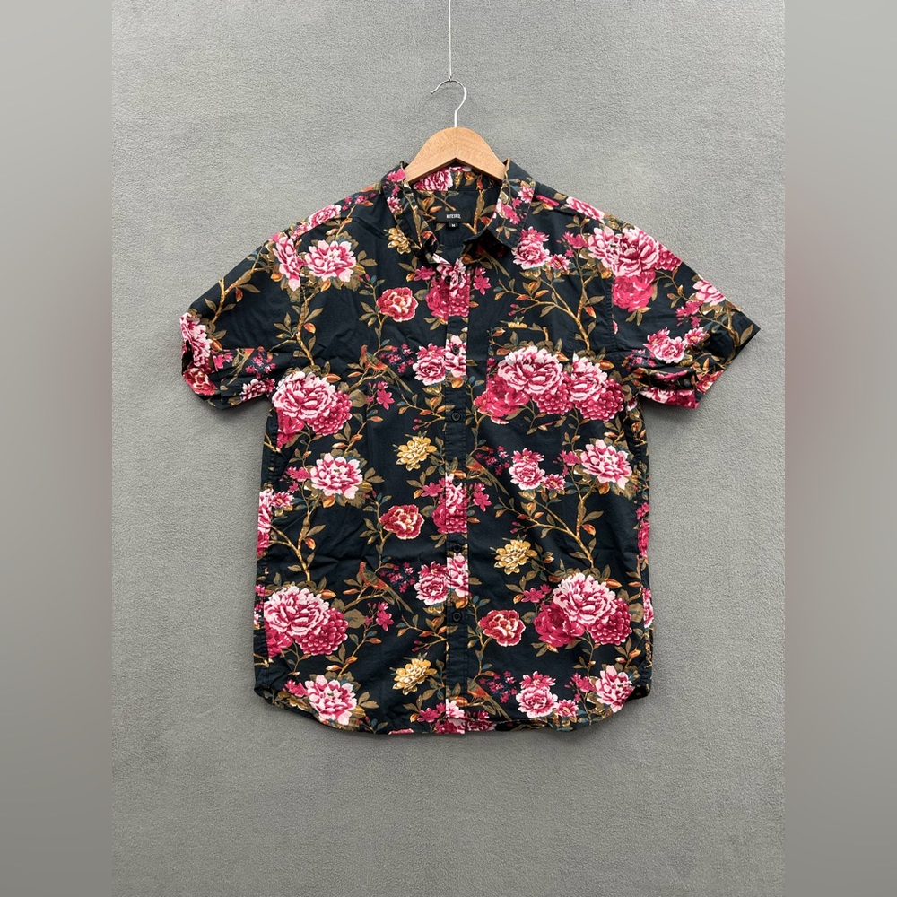NUTEXROL Men’s Medium Hawaiian Shirt Cotton Polyester Floral Bird Printed